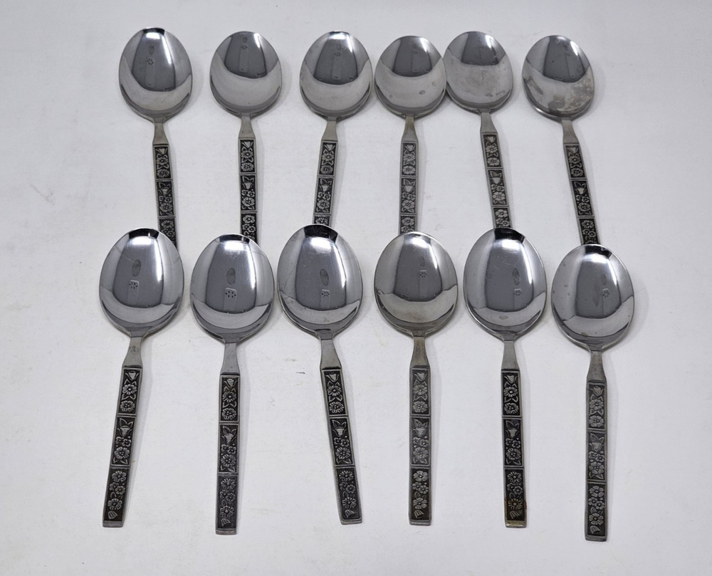 Set of 12 VTG Northland Korea Spring Fever Stainless Tablespoons Flatware